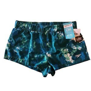Speedo Swim Shorts Womens M Blue Tie Dye UPF 50+ Surf Pull On Athletic Bottoms
